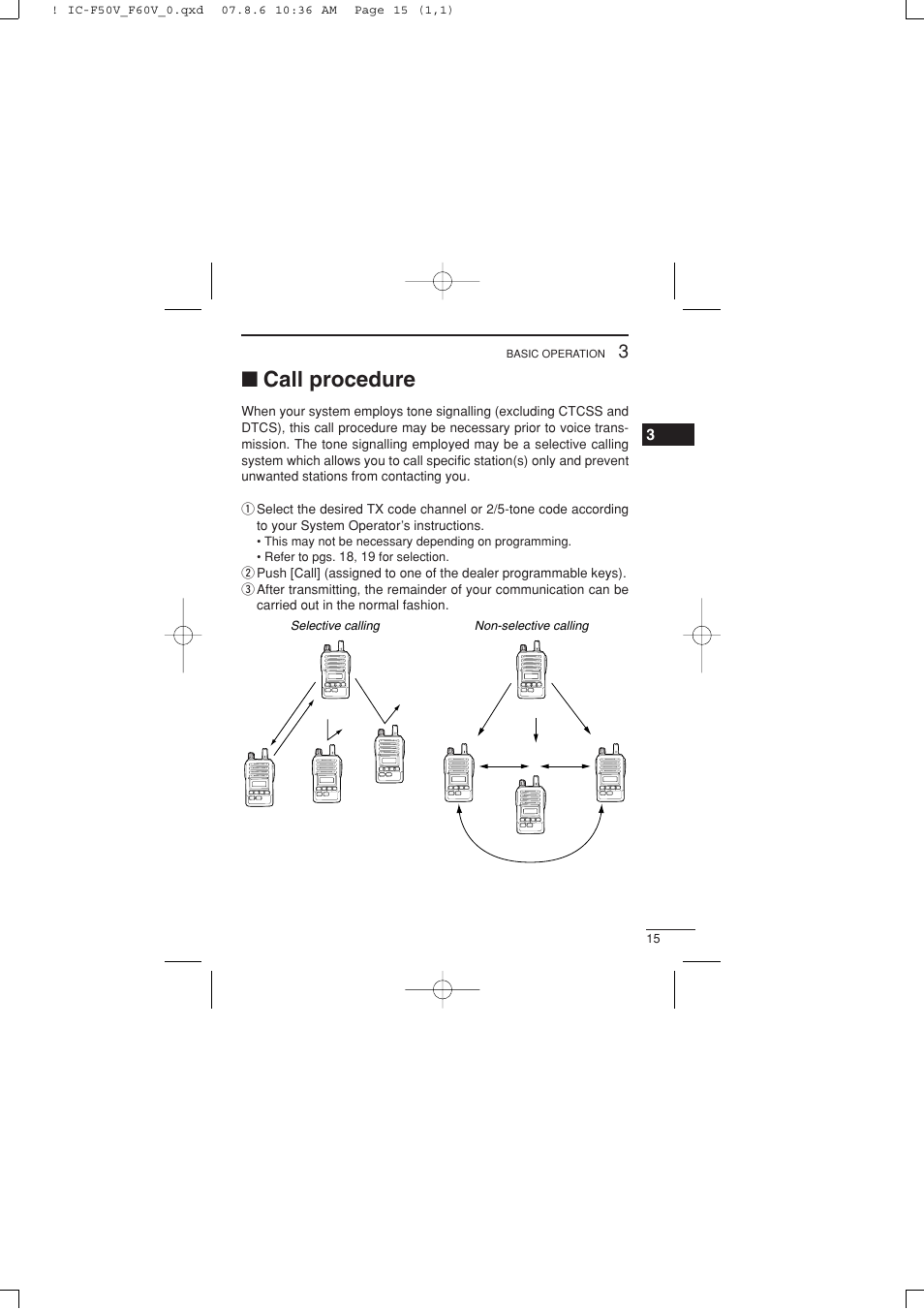 Call procedure | Icom IC-F60V User Manual | Page 21 / 48