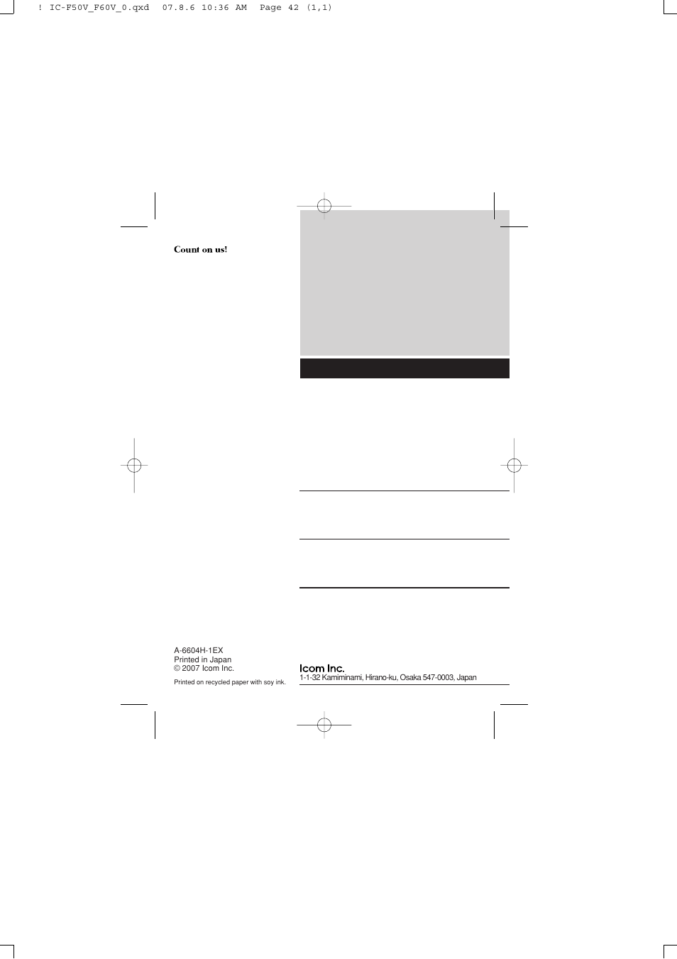 Icom IC-F60V User Manual | Page 48 / 48
