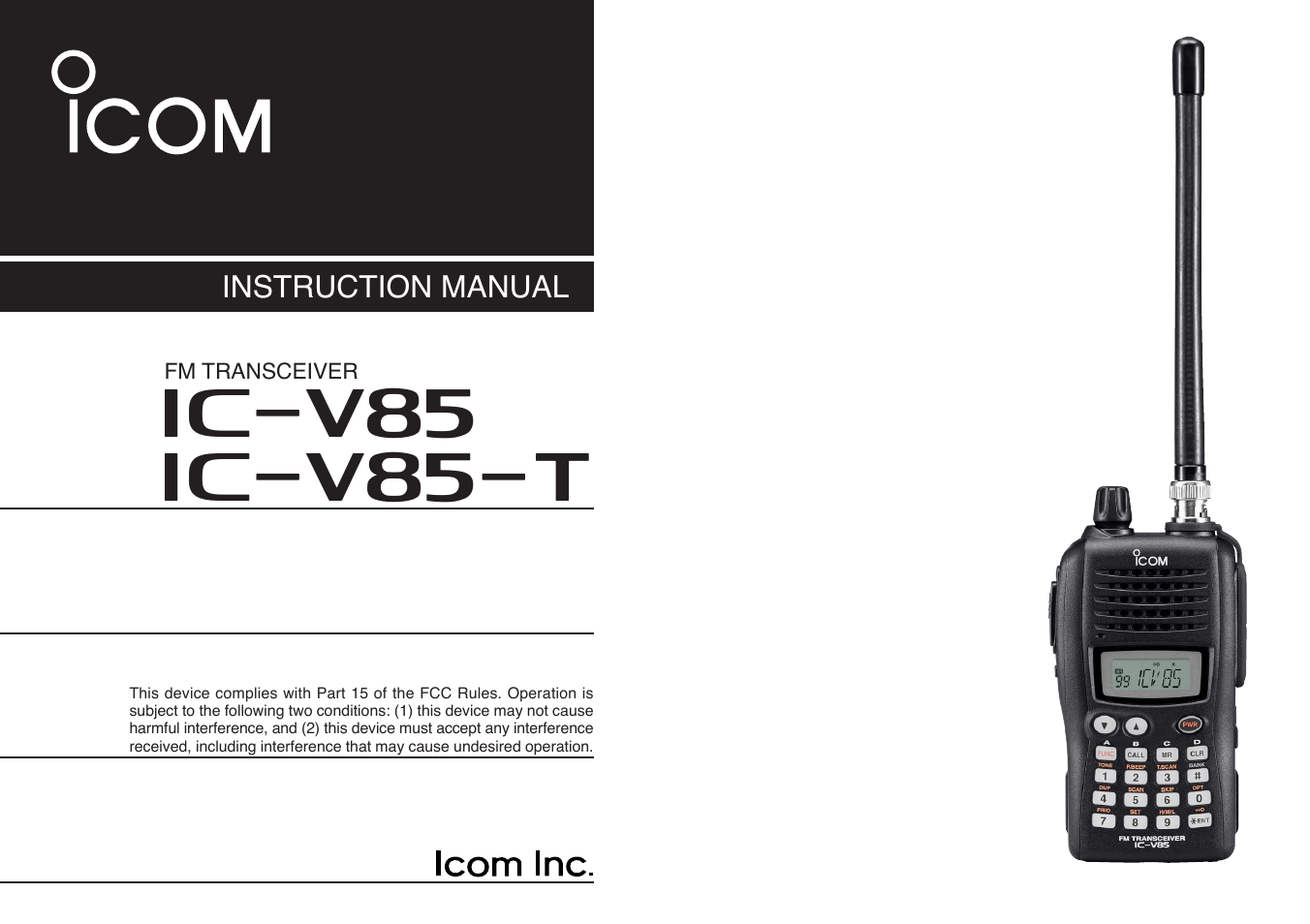 Icom IC-V85-T User Manual | 80 pages