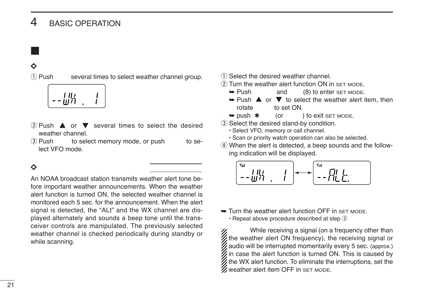 Weather channel operation | Icom IC-V85-T User Manual | Page 34 / 80