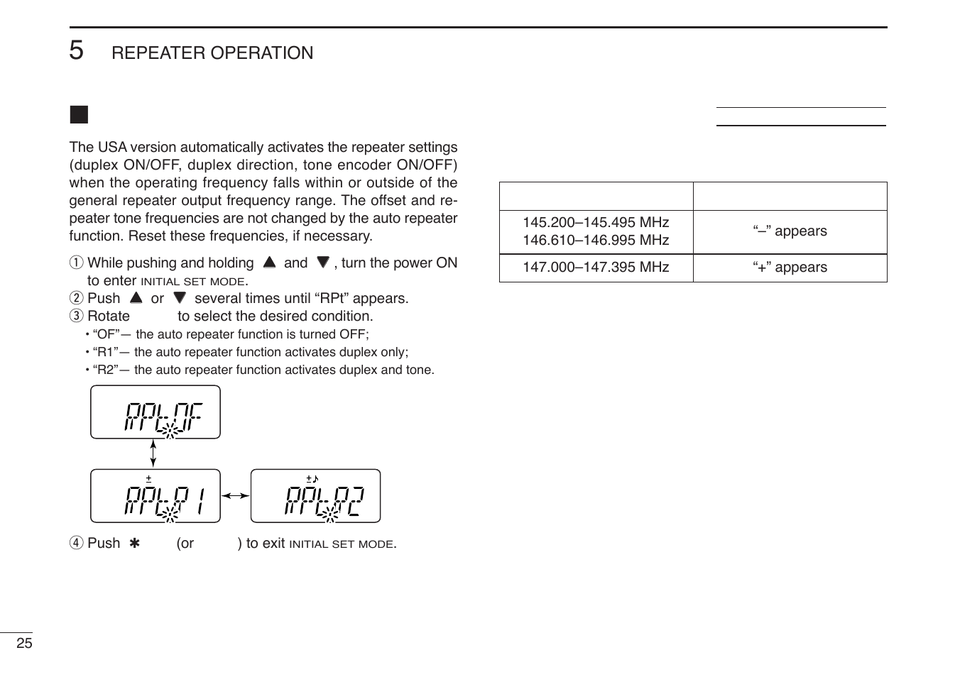 Auto repeater function | Icom IC-V85-T User Manual | Page 38 / 80