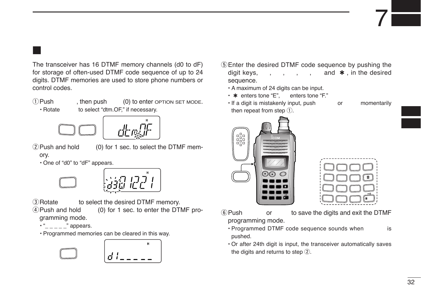 Programming a dtmf code sequence | Icom IC-V85-T User Manual | Page 45 / 80