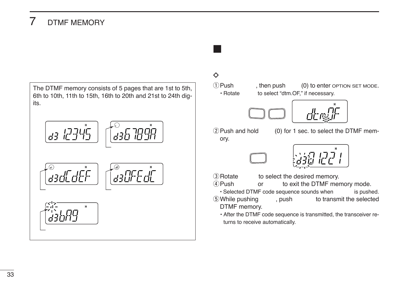 Transmitting a dtmf code sequence | Icom IC-V85-T User Manual | Page 46 / 80