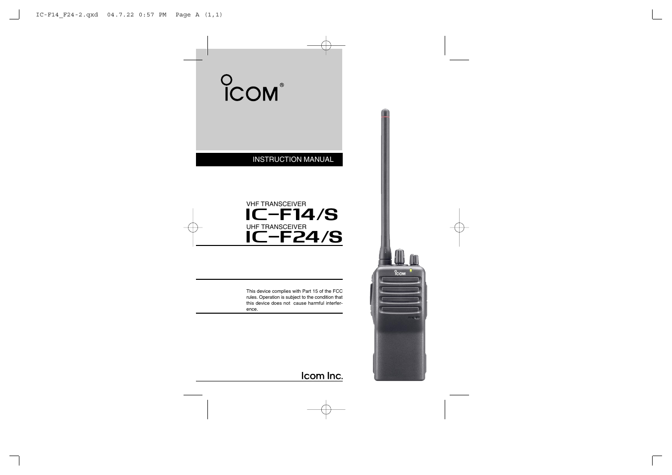 Icom IC-F14/S User Manual | 21 pages