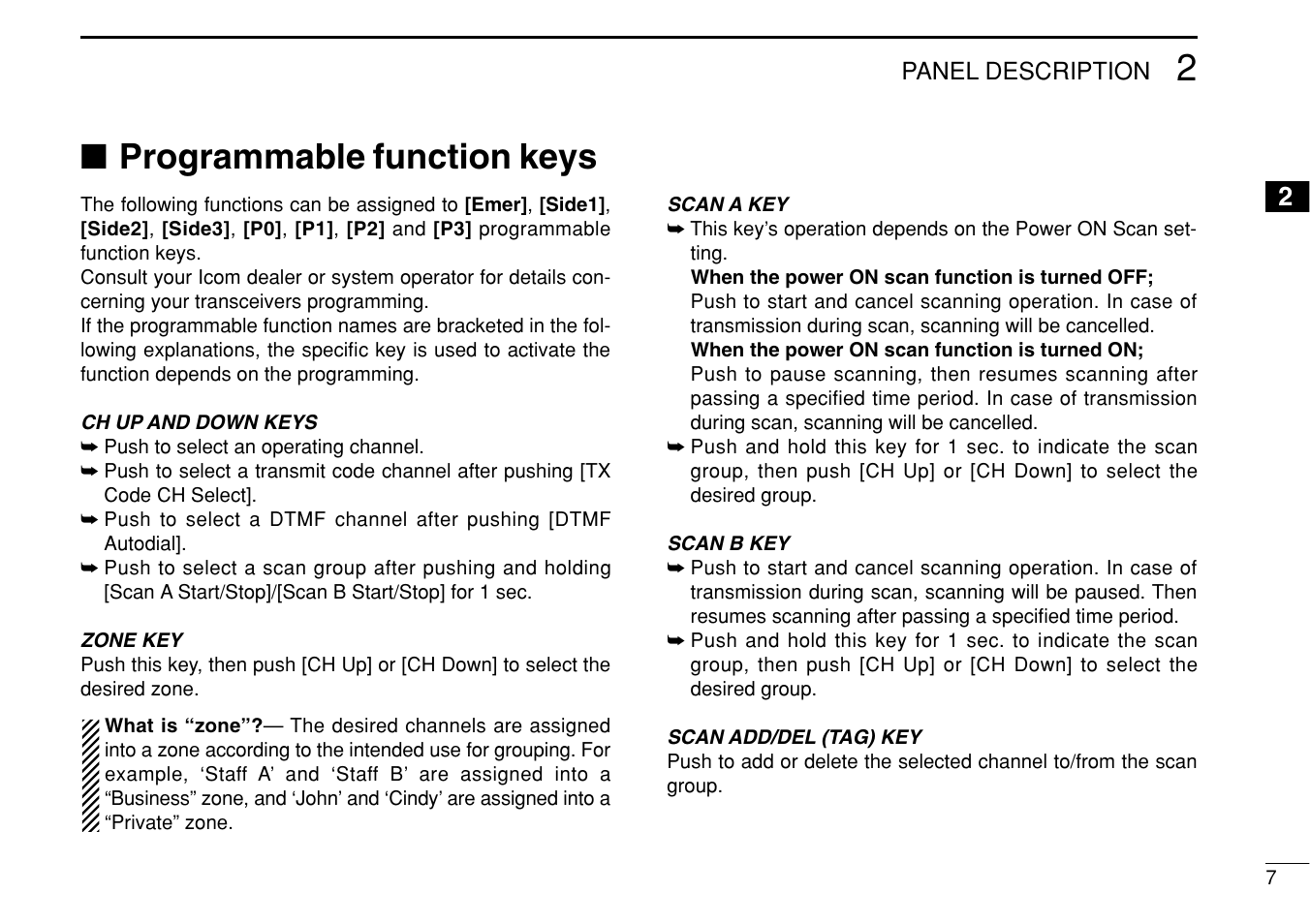 Programmable function keys | Icom IF3023T/S User Manual | Page 11 / 32