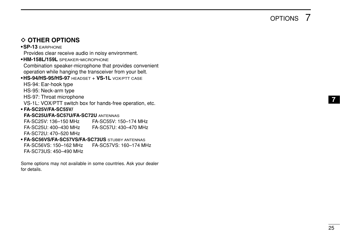 Options, D other options | Icom IF3023T/S User Manual | Page 29 / 32