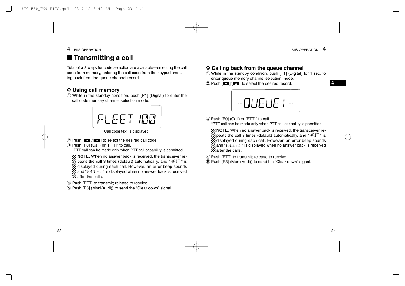 Transmitting a call | Icom IC-460 User Manual | Page 16 / 29