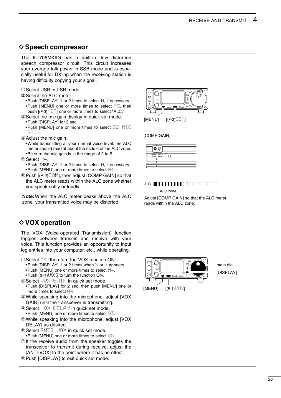 D speech compressor, D vox operation | Icom I706MKTMG User Manual | Page 29 / 75
