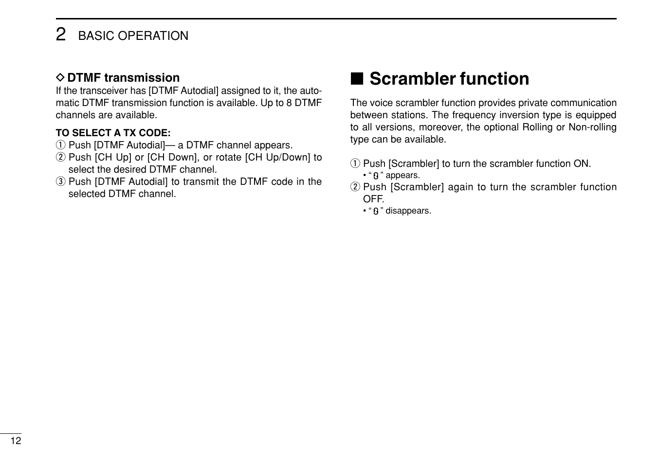 Scrambler function | Icom IC-F1710 User Manual | Page 16 / 36