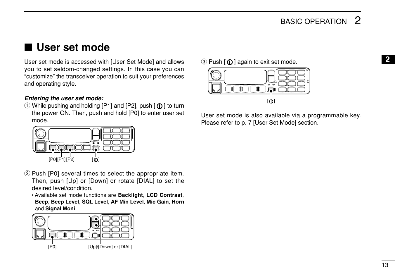 User set mode | Icom IC-F1710 User Manual | Page 17 / 36