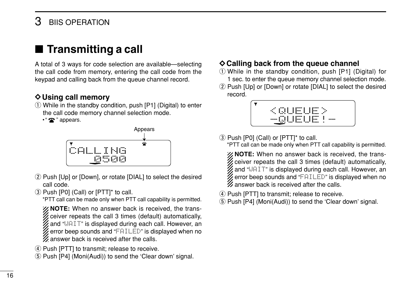 Transmitting a call | Icom IC-F1710 User Manual | Page 20 / 36