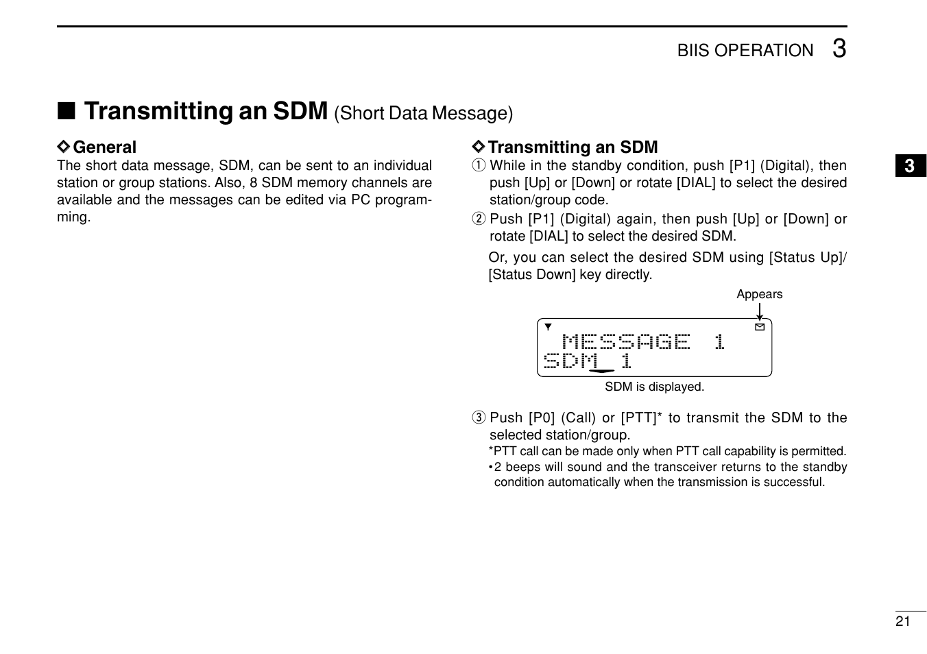 Transmitting an sdm | Icom IC-F1710 User Manual | Page 25 / 36