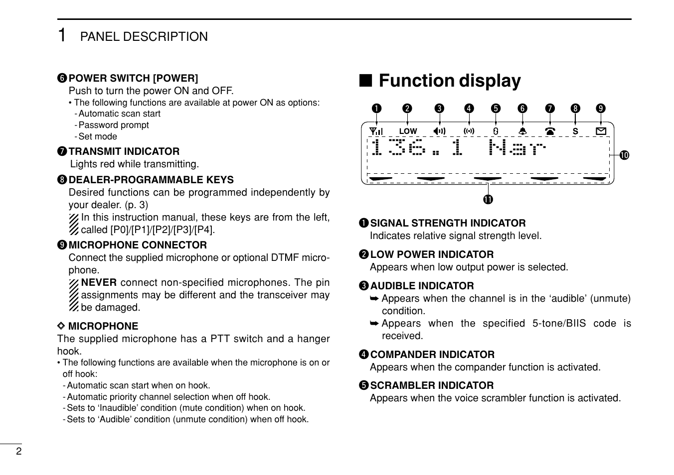 Function display, 1 3 6 . 1 n a r | Icom IC-F1710 User Manual | Page 6 / 36