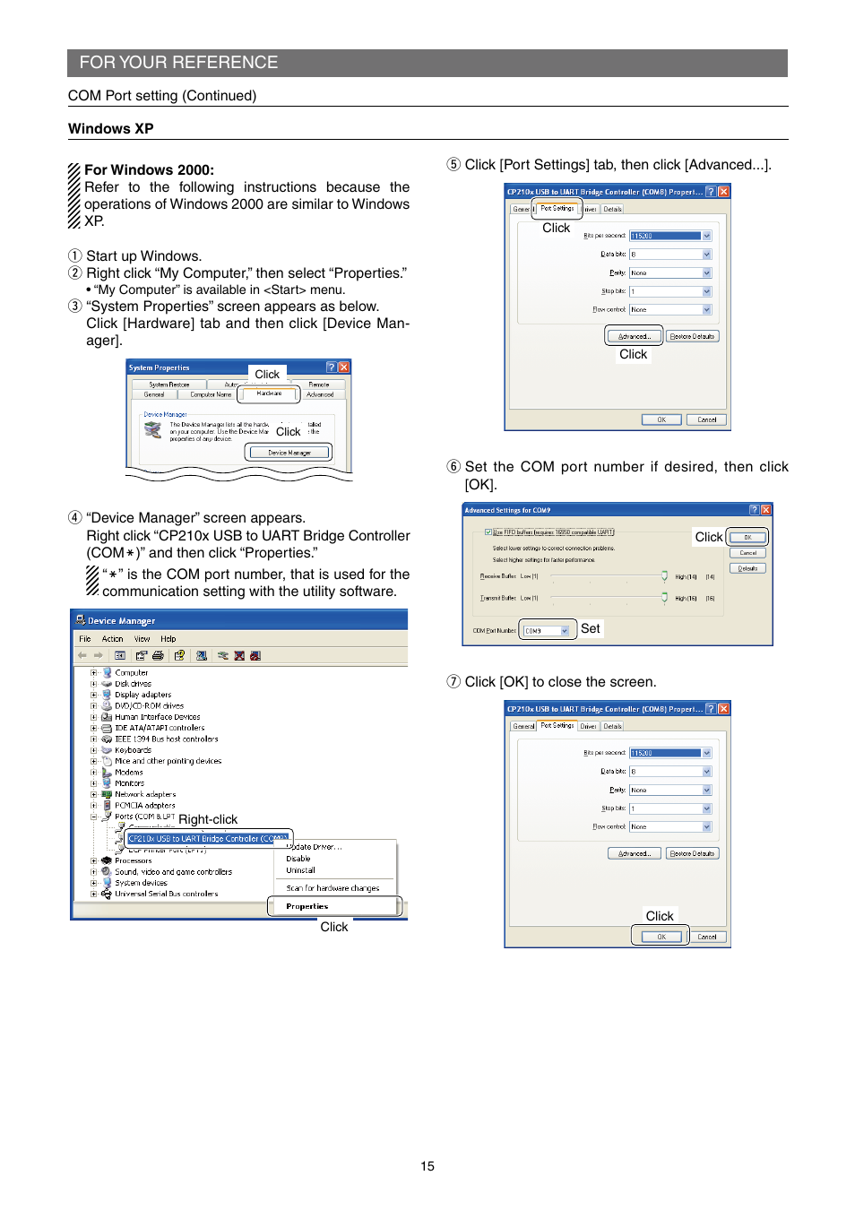 Windows xp, For your reference | Icom IC-7200 User Manual | Page 15 / 19