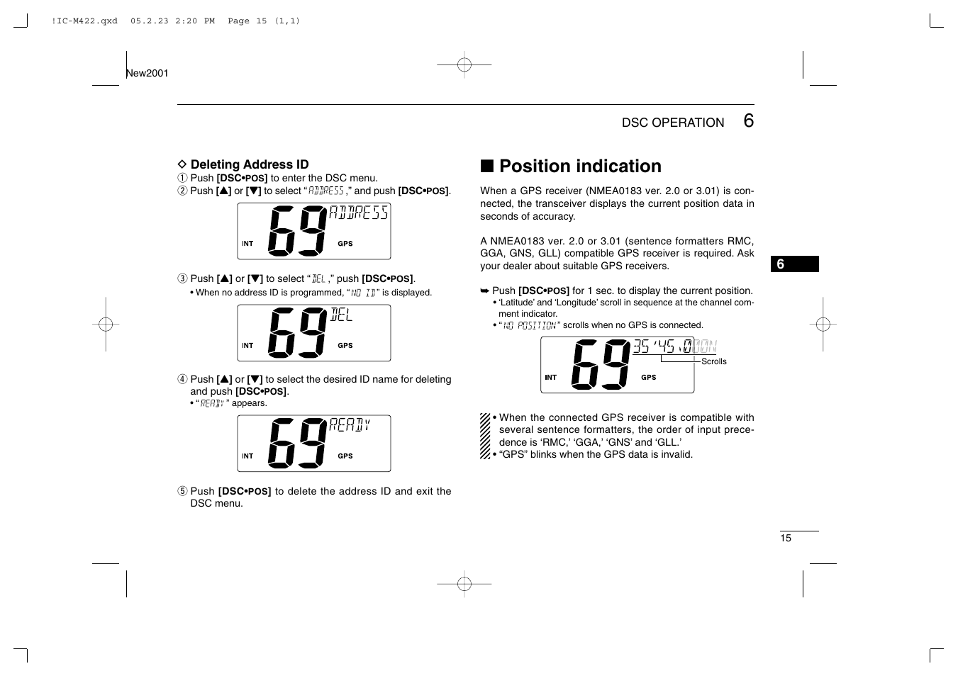 Position indication | Icom IC-M422 User Manual | Page 21 / 64