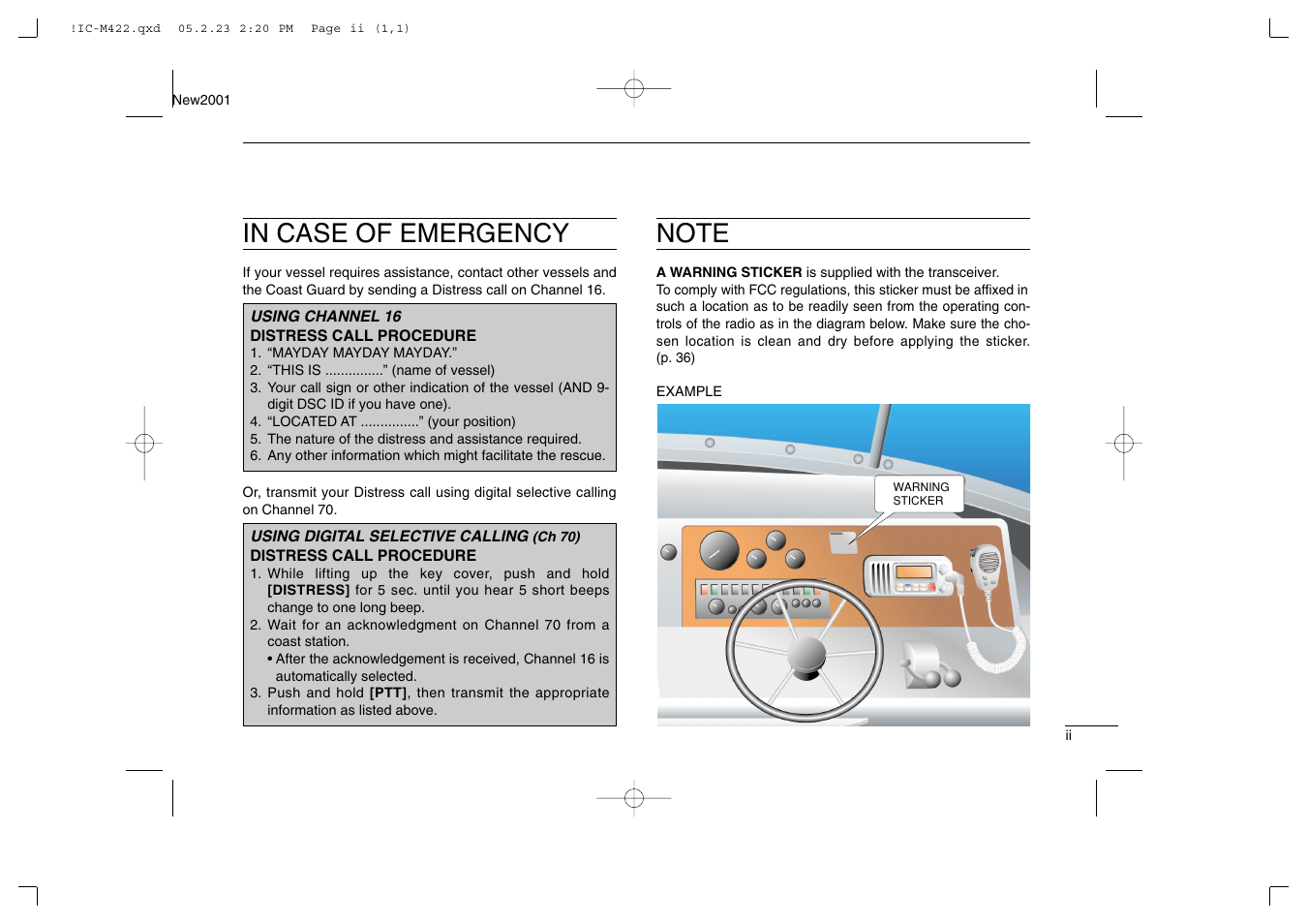 Icom IC-M422 User Manual | Page 3 / 64