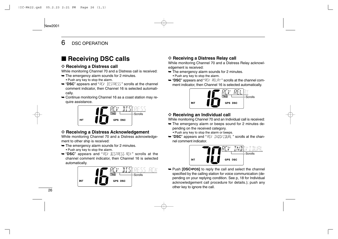 Receiving dsc calls | Icom IC-M422 User Manual | Page 32 / 64