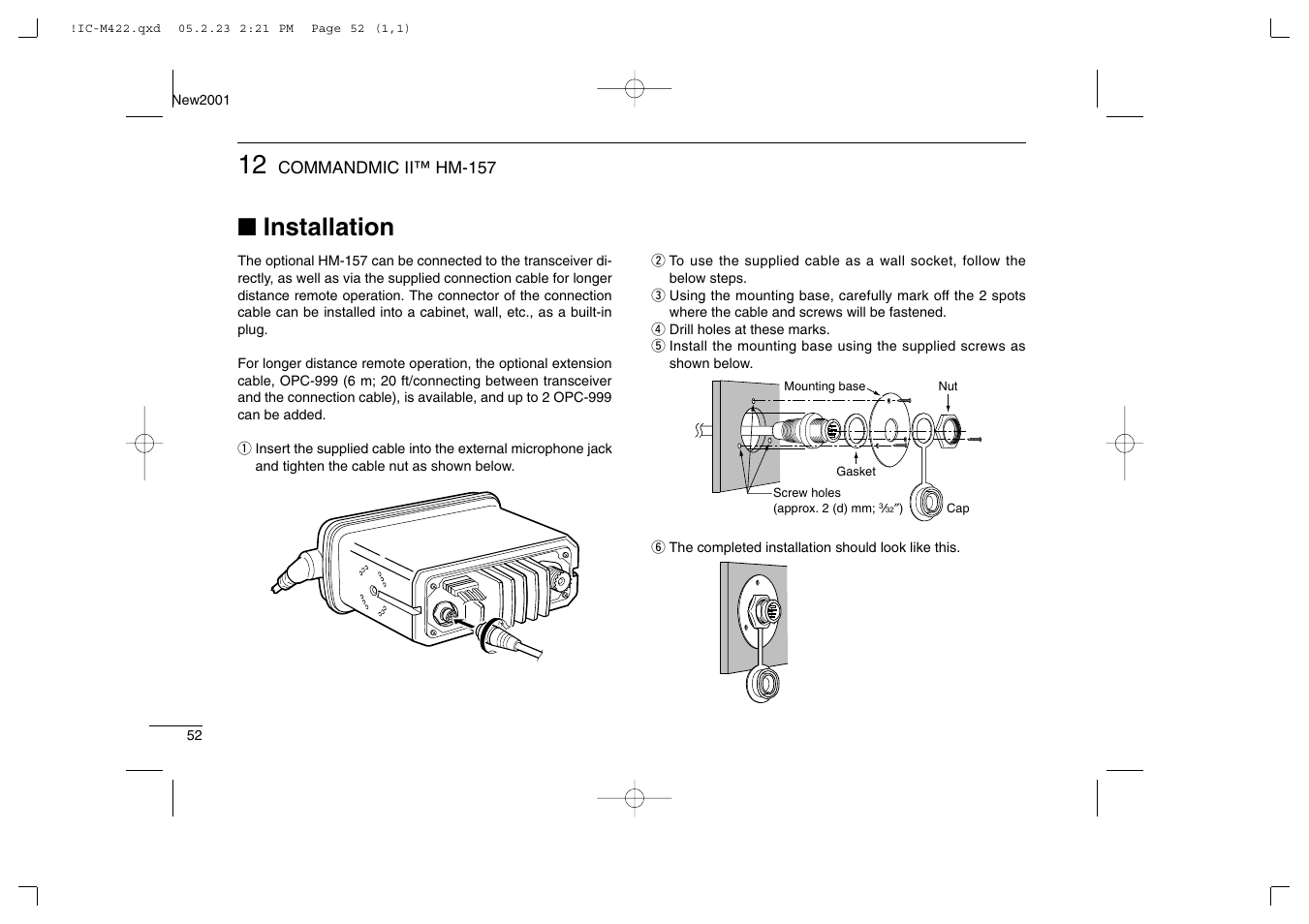 Installation | Icom IC-M422 User Manual | Page 58 / 64