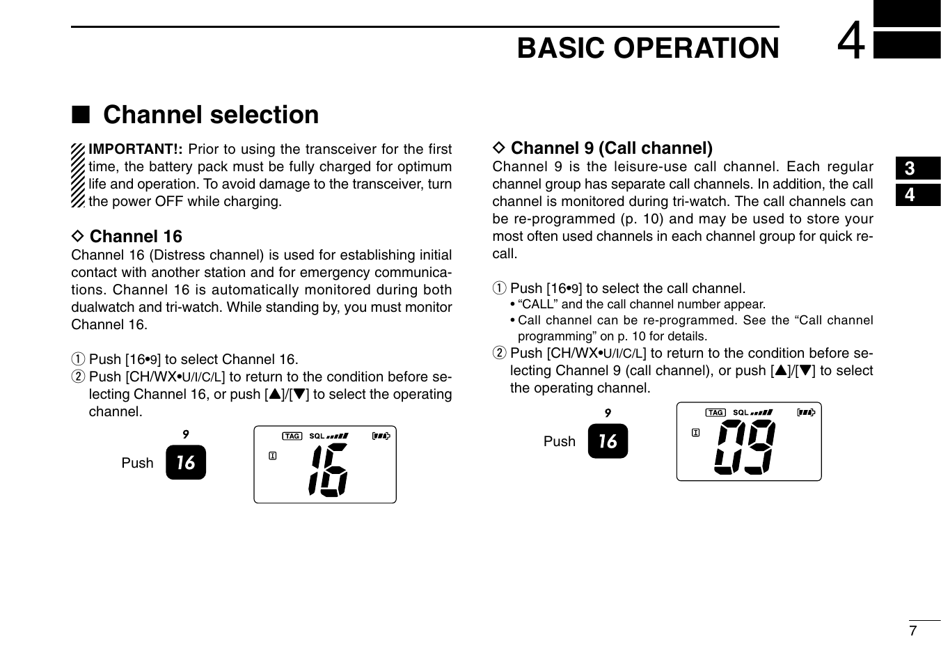 Basic operation, Channel selection | Icom IC-M90 User Manual | Page 13 / 40