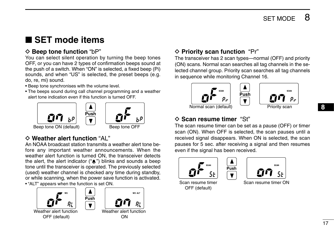 Set mode items | Icom IC-M90 User Manual | Page 23 / 40