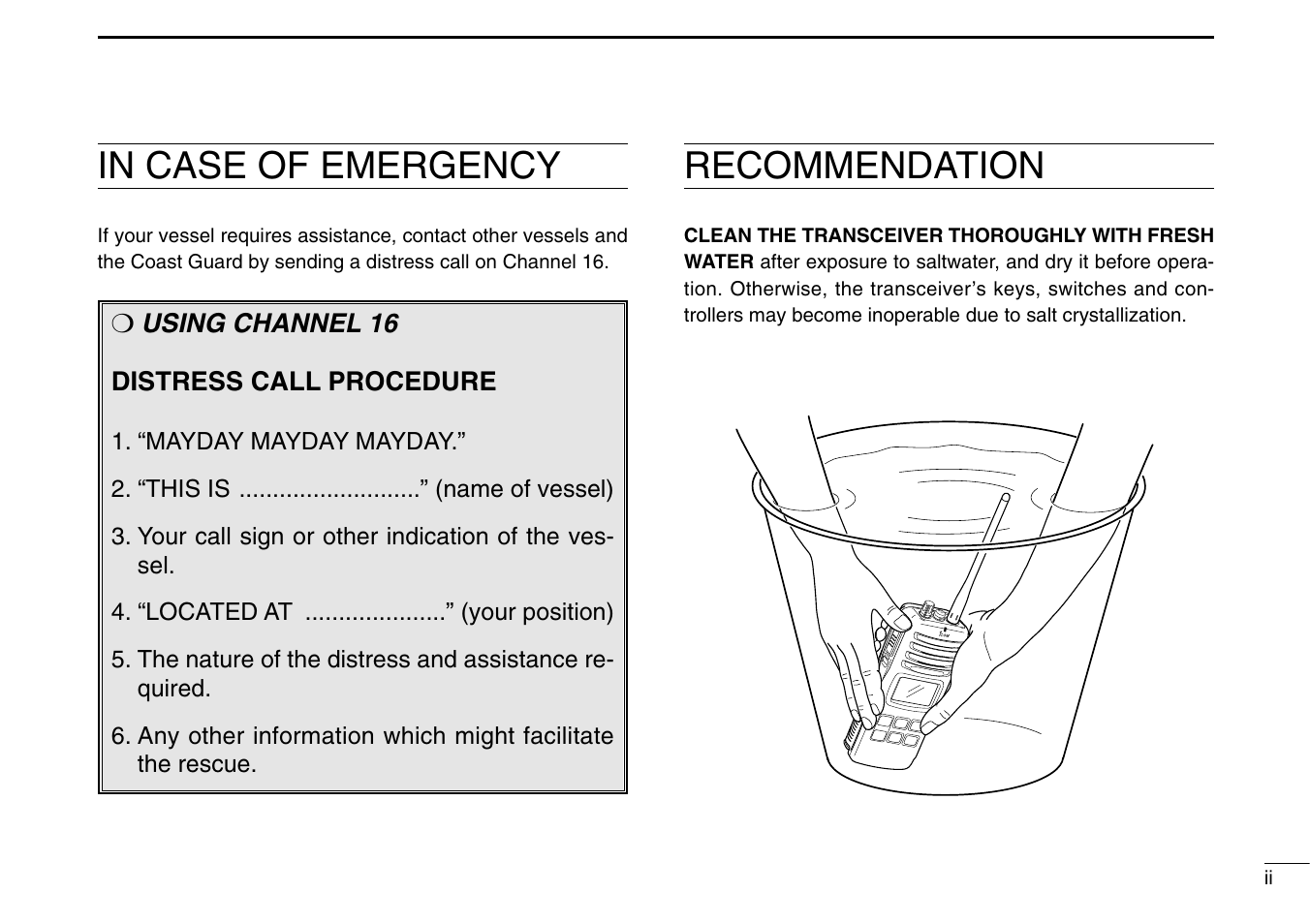 Recommendation | Icom IC-M90 User Manual | Page 3 / 40