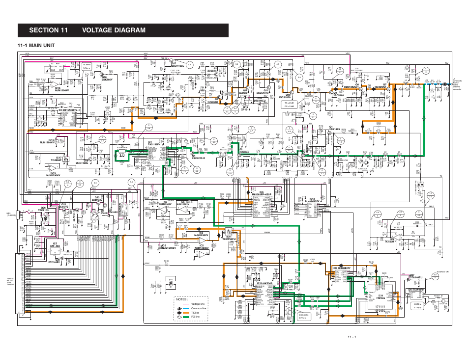 Voltage diagram, Main unit, 1 main unit | Icom IC-F51 User Manual | Page 34 / 38