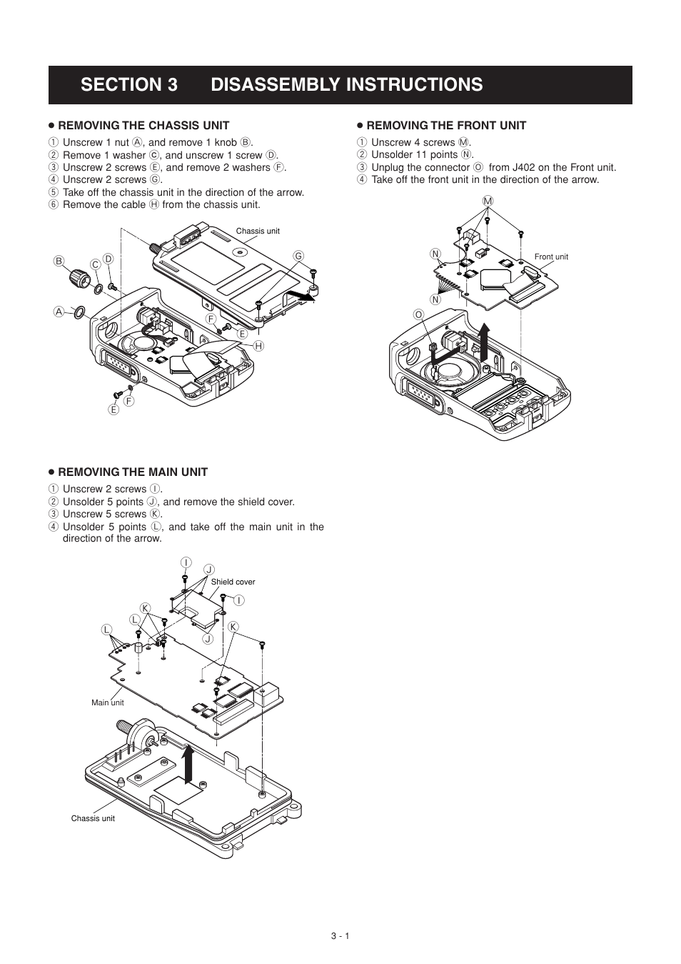 Disassembly instructions | Icom IC-F51 User Manual | Page 6 / 38