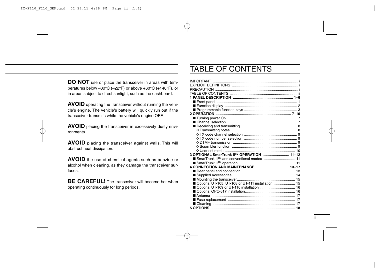 Icom IC-F210 User Manual | Page 3 / 24