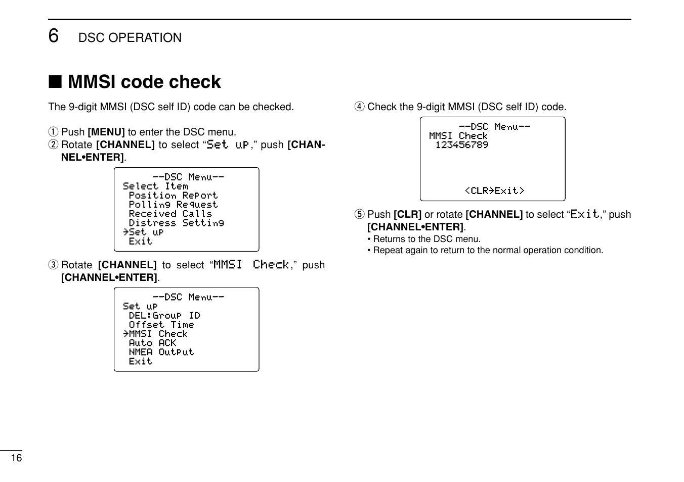 Mmsi code check | Icom IC-M505 User Manual | Page 22 / 80