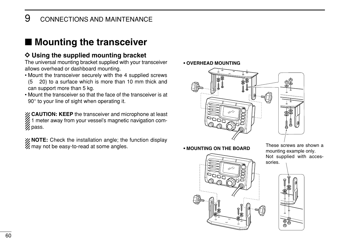 Mounting the transceiver | Icom IC-M505 User Manual | Page 66 / 80