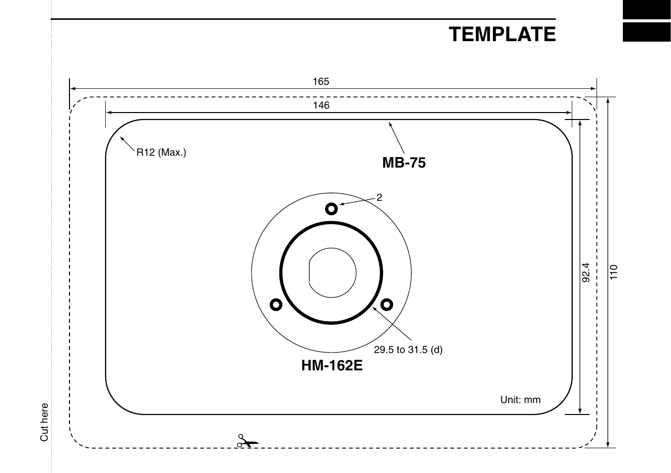 Template, Hm-162e, Mb-75 | Icom IC-M505 User Manual | Page 77 / 80