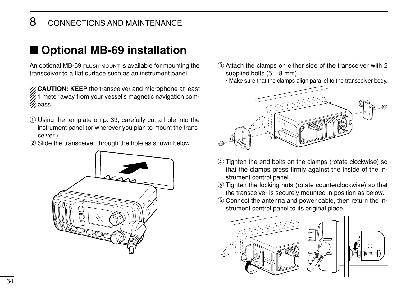 Optional mb-69 installation | Icom iM304 User Manual | Page 40 / 48