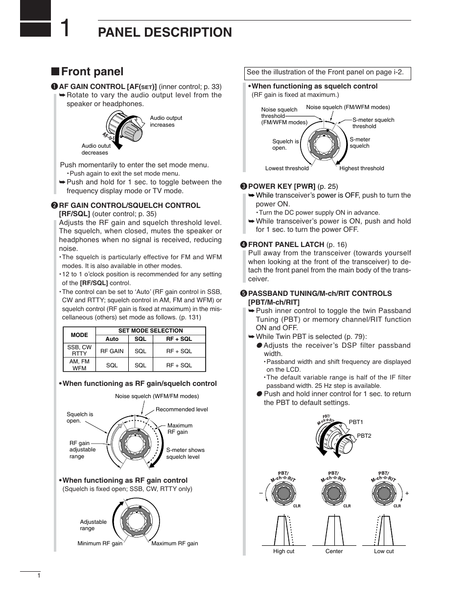 Panel description, Front panel | Icom IC-7000 User Manual | Page 10 / 166