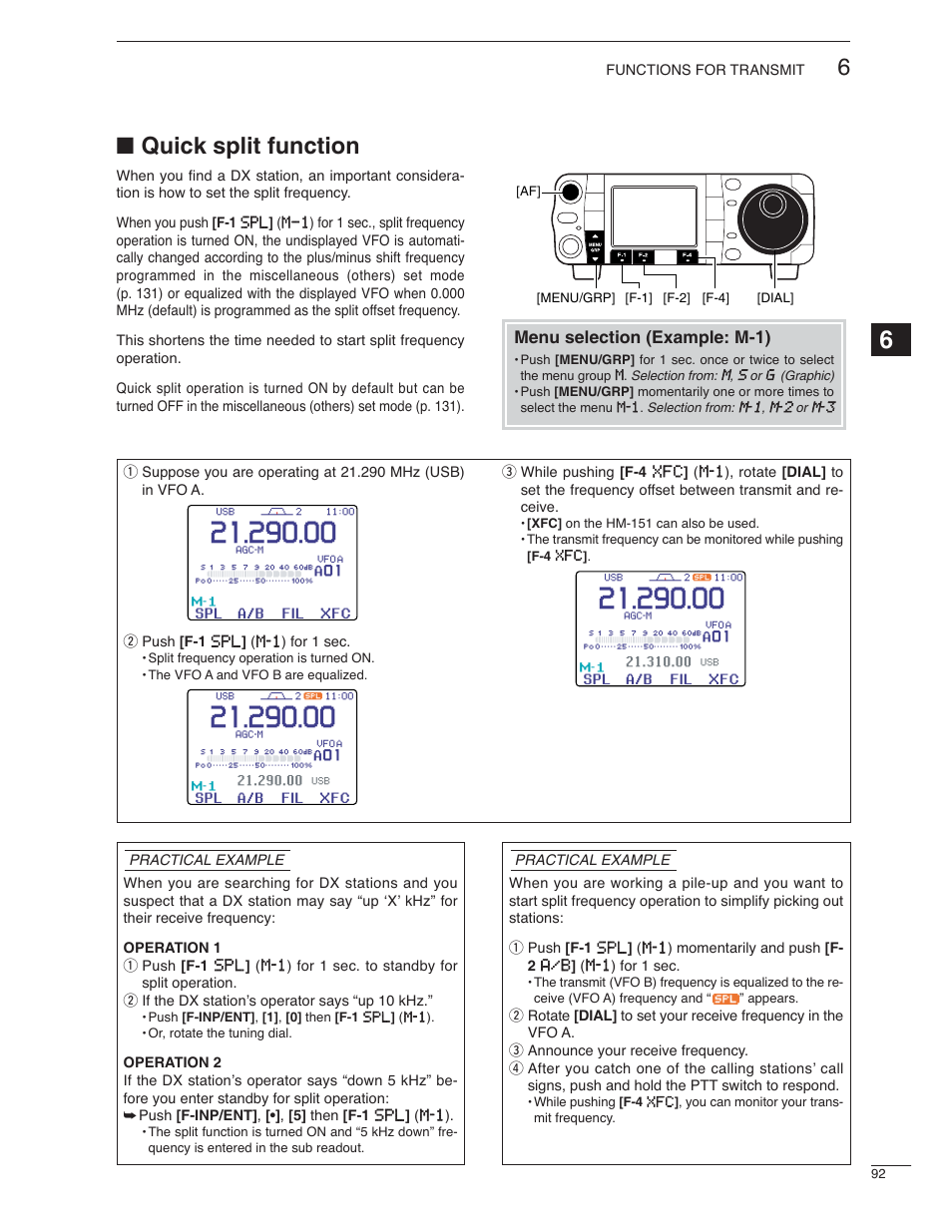 Quick split function | Icom IC-7000 User Manual | Page 101 / 166