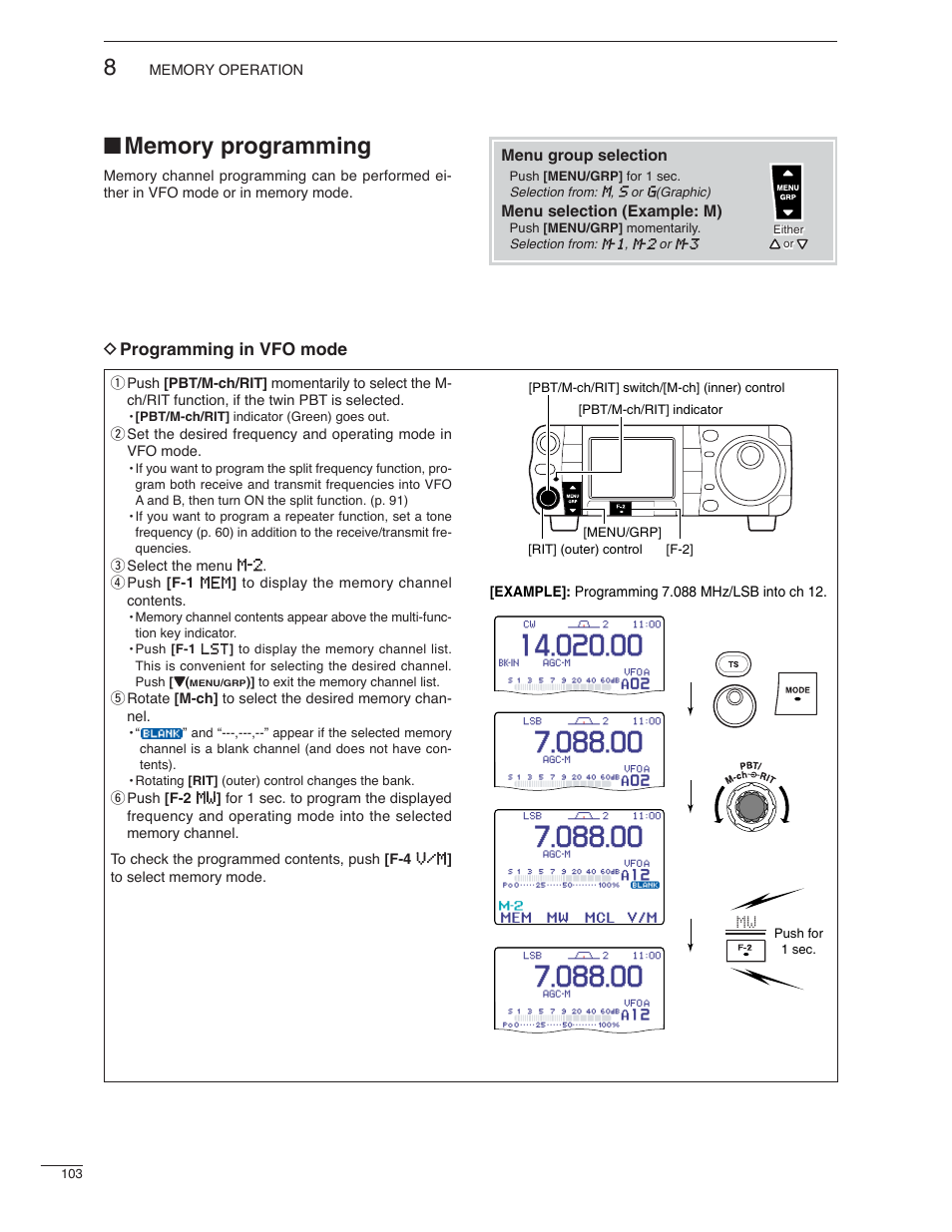 D programming in vfo mode | Icom IC-7000 User Manual | Page 112 / 166