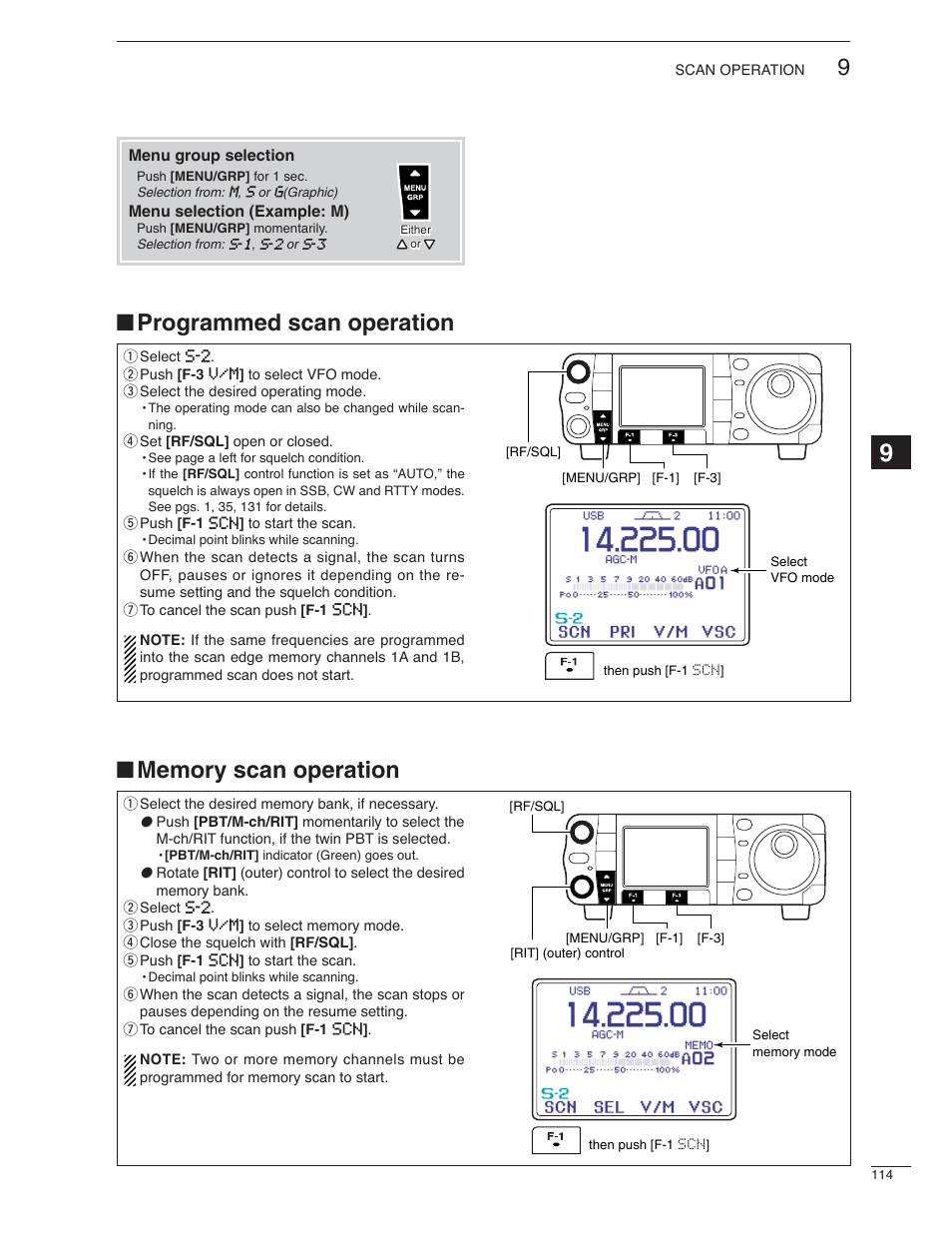 Programmed scan operation | Icom IC-7000 User Manual | Page 123 / 166