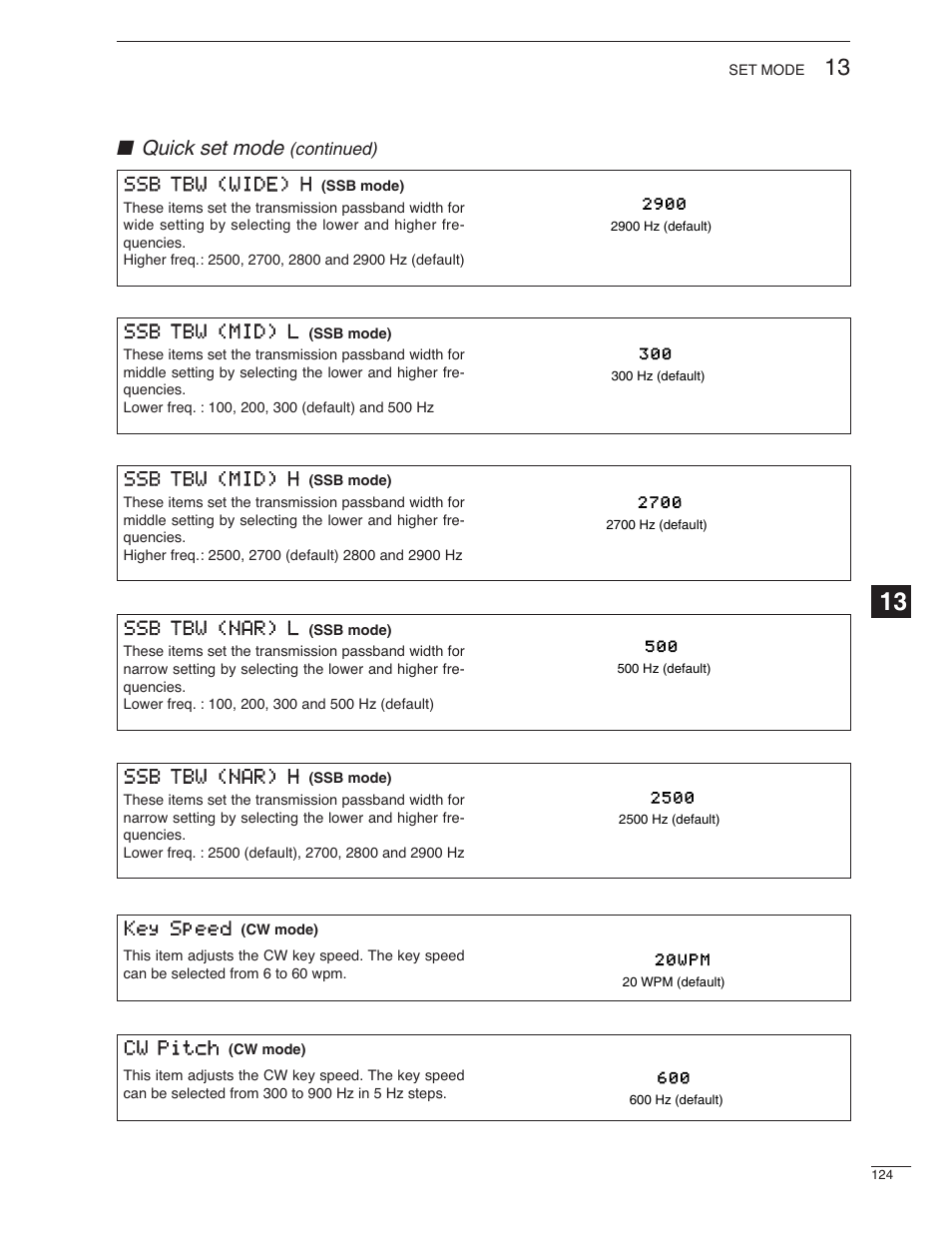 Quick set mode | Icom IC-7000 User Manual | Page 133 / 166