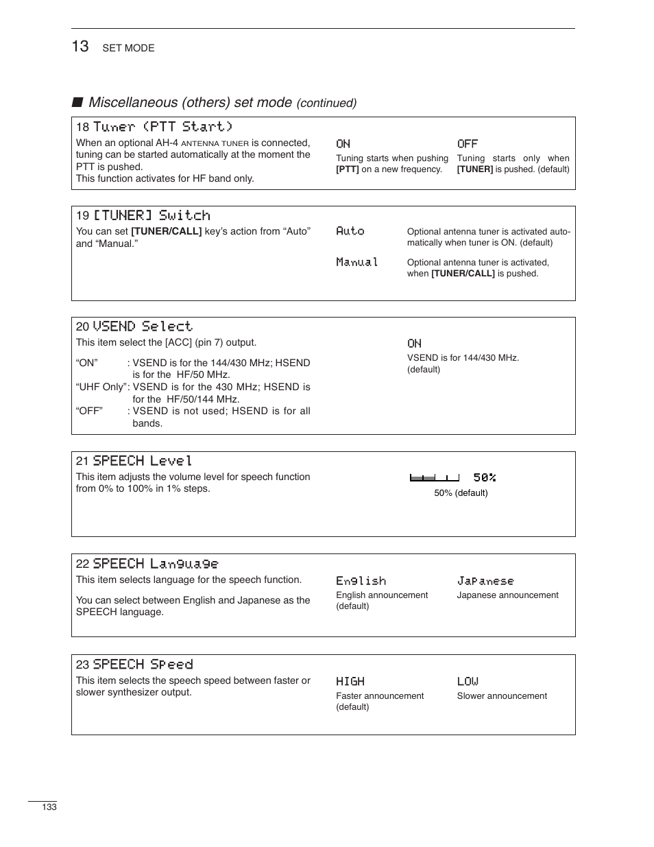 Miscellaneous (others) set mode | Icom IC-7000 User Manual | Page 142 / 166