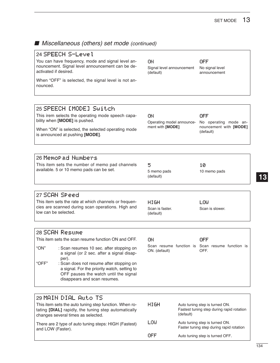 Miscellaneous (others) set mode | Icom IC-7000 User Manual | Page 143 / 166
