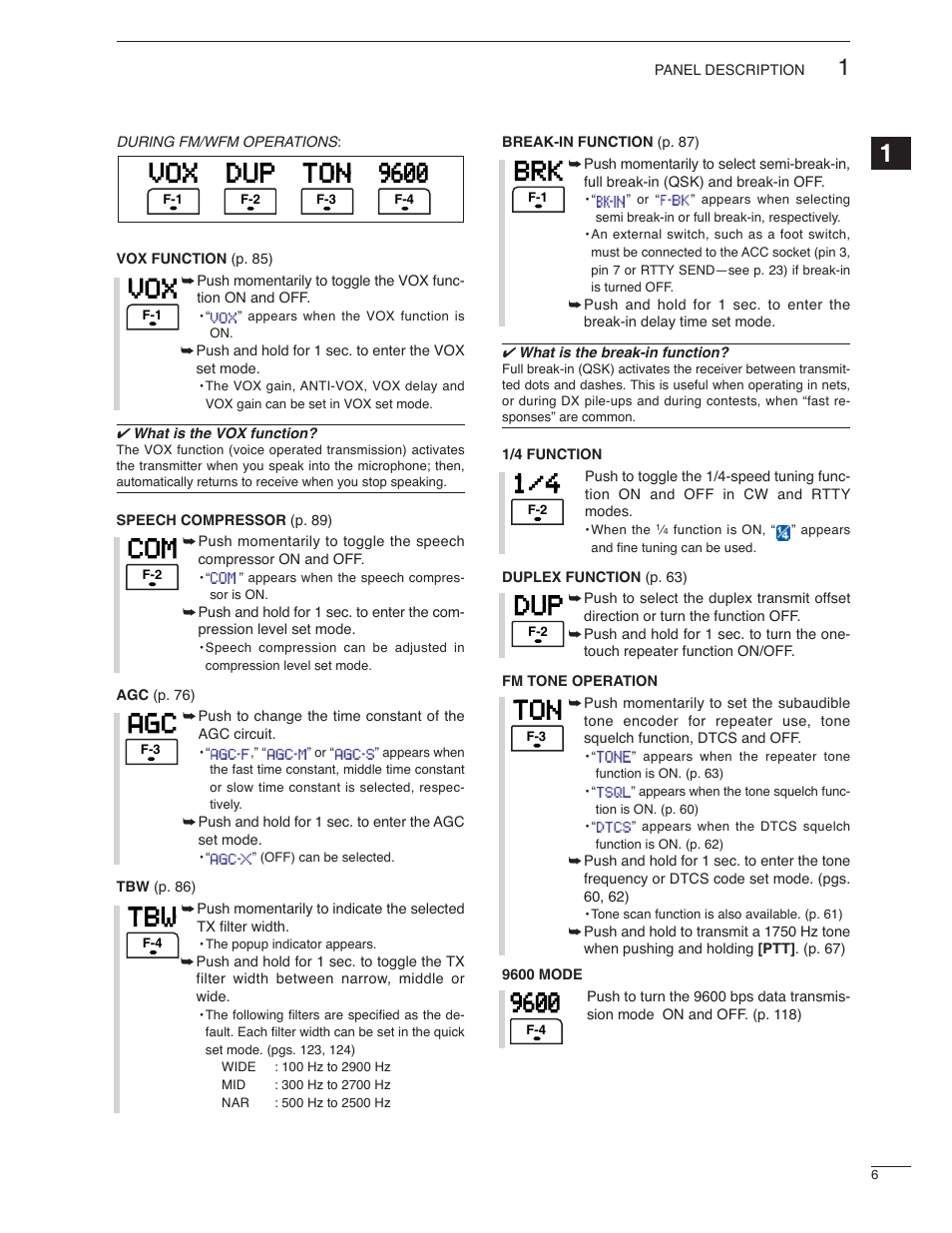 Vox dup ton 9600 | Icom IC-7000 User Manual | Page 15 / 166