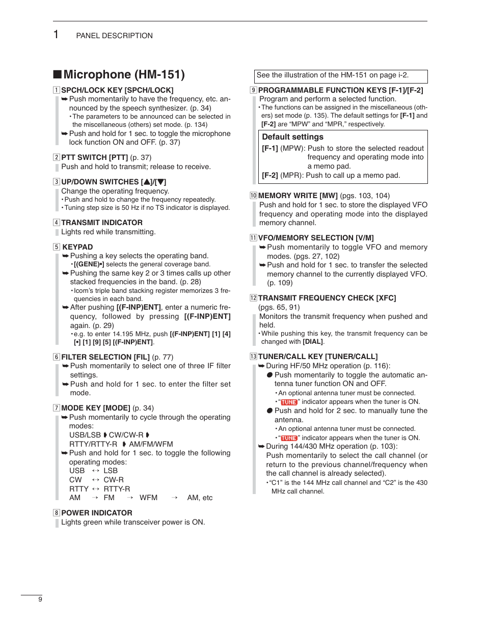 Microphone (hm-151) | Icom IC-7000 User Manual | Page 18 / 166