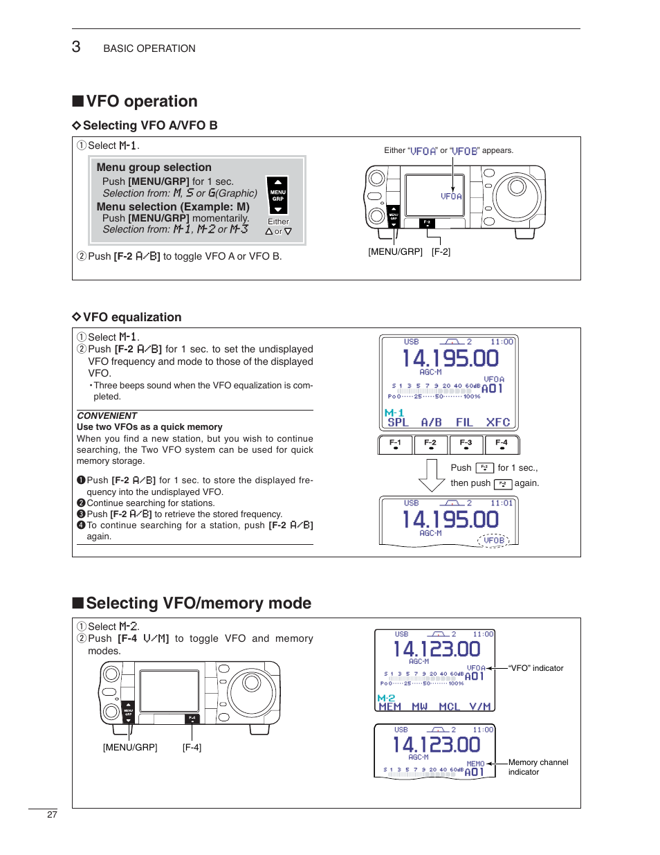 Vfo operation | Icom IC-7000 User Manual | Page 36 / 166
