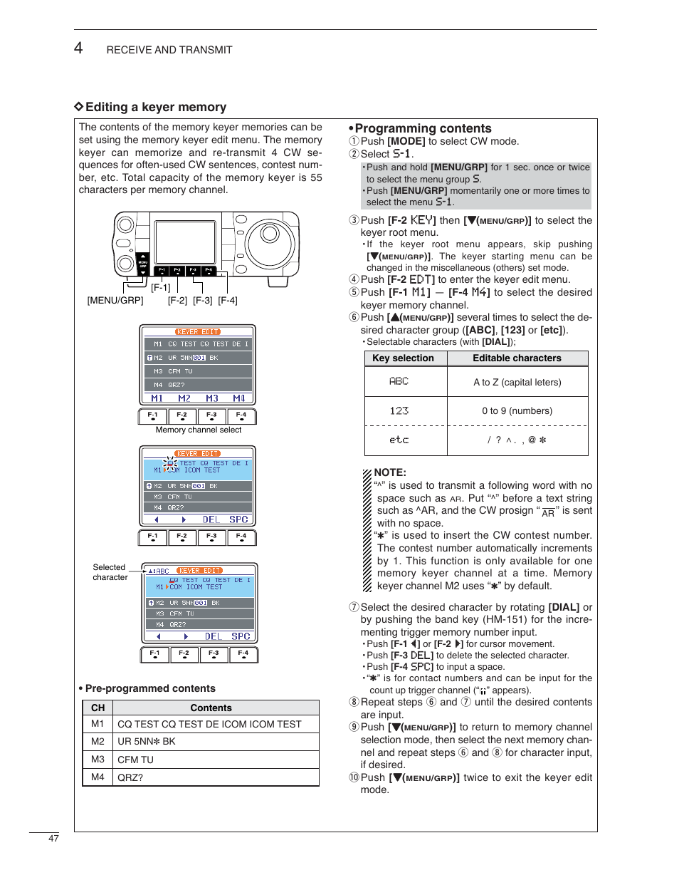 Programming contents | Icom IC-7000 User Manual | Page 56 / 166