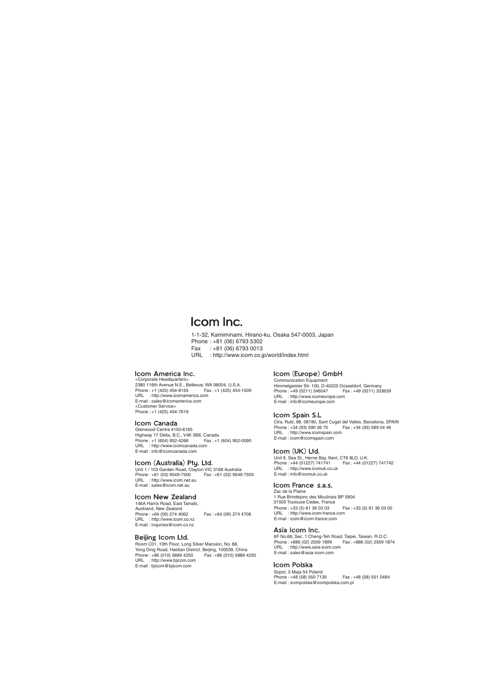 Address | Icom IC-F5061 User Manual | Page 35 / 36