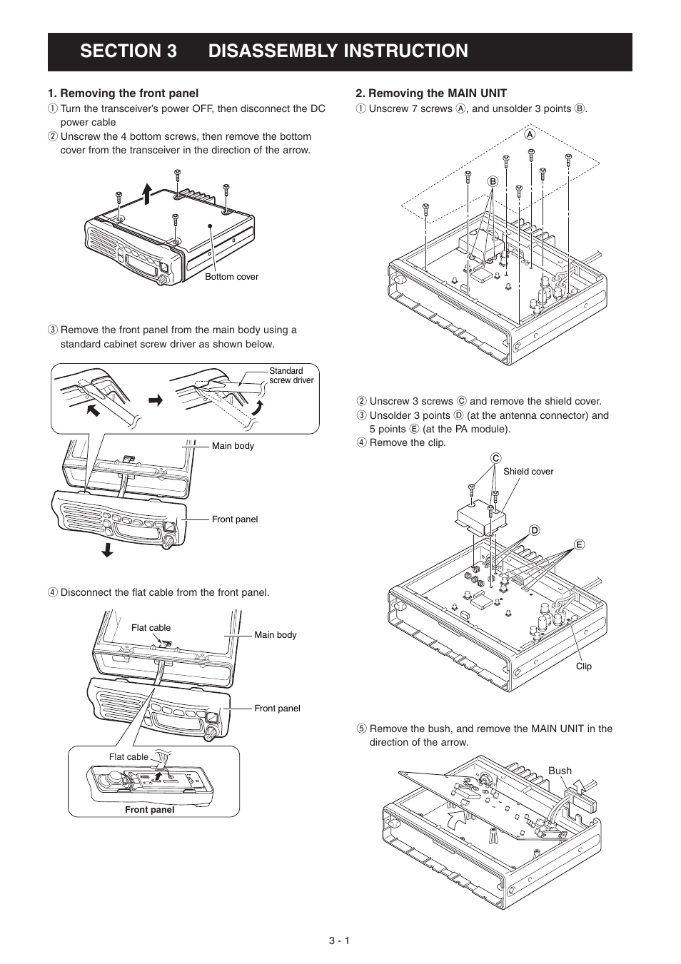 Disassembly instructions | Icom IC-F5061 User Manual | Page 6 / 36