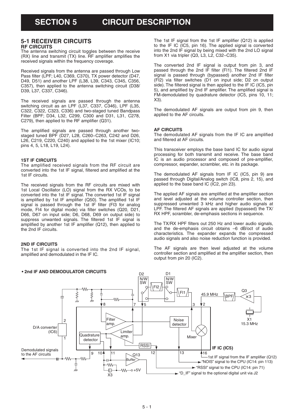 Circuit description, Receiver circuits, 1 receiver circuits | Icom IC-F5061 User Manual | Page 9 / 36