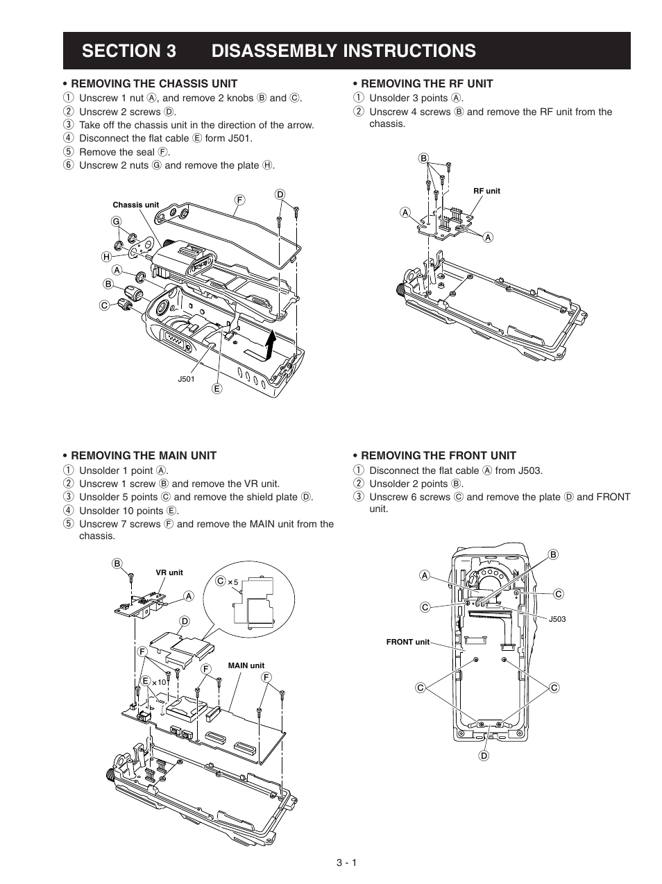 Disassembly instructions | Icom IC-F3061S User Manual | Page 6 / 72