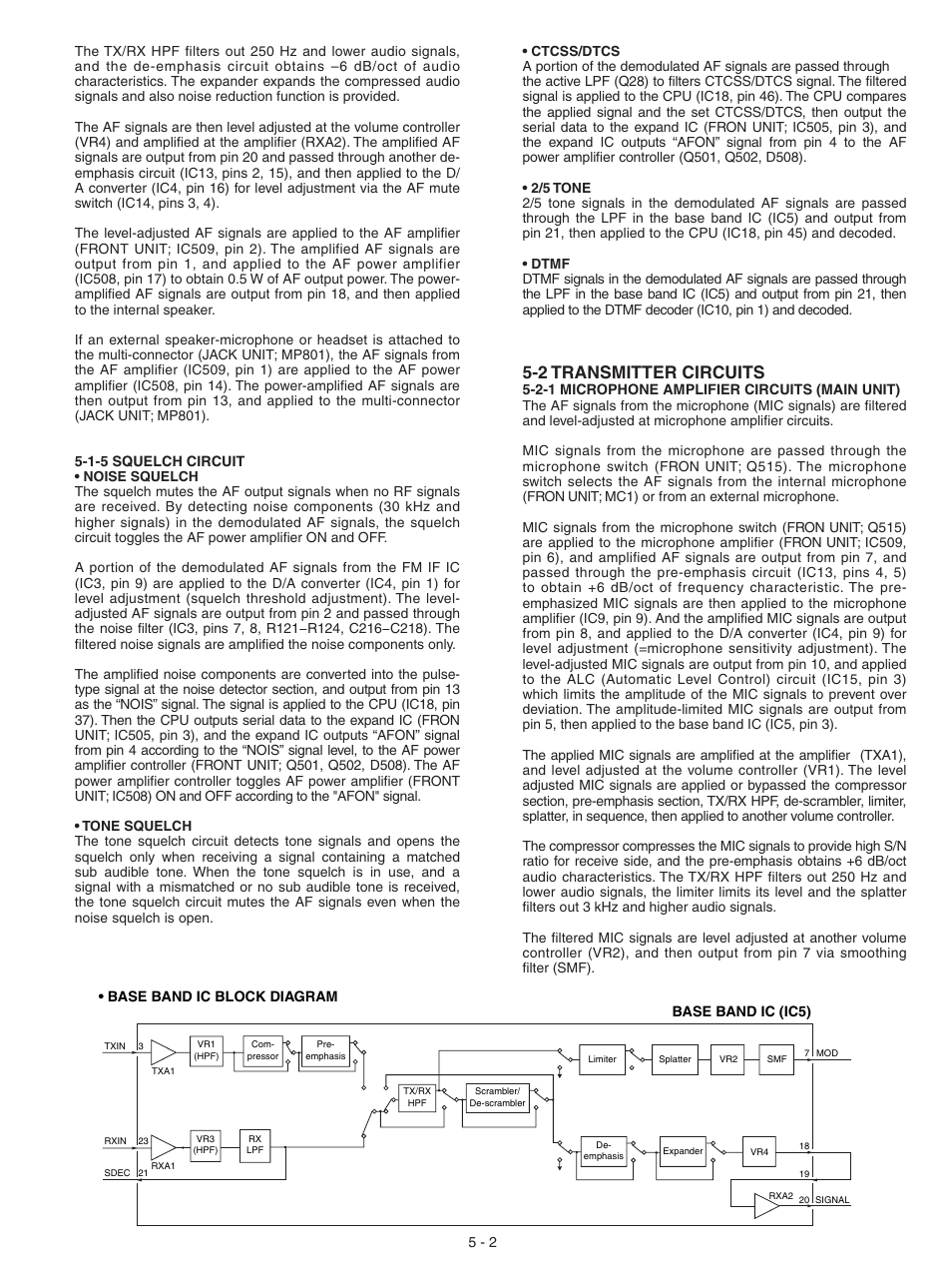 Transmitter circuits, 2 transmitter circuits | Icom IC-F3061S User Manual | Page 9 / 72