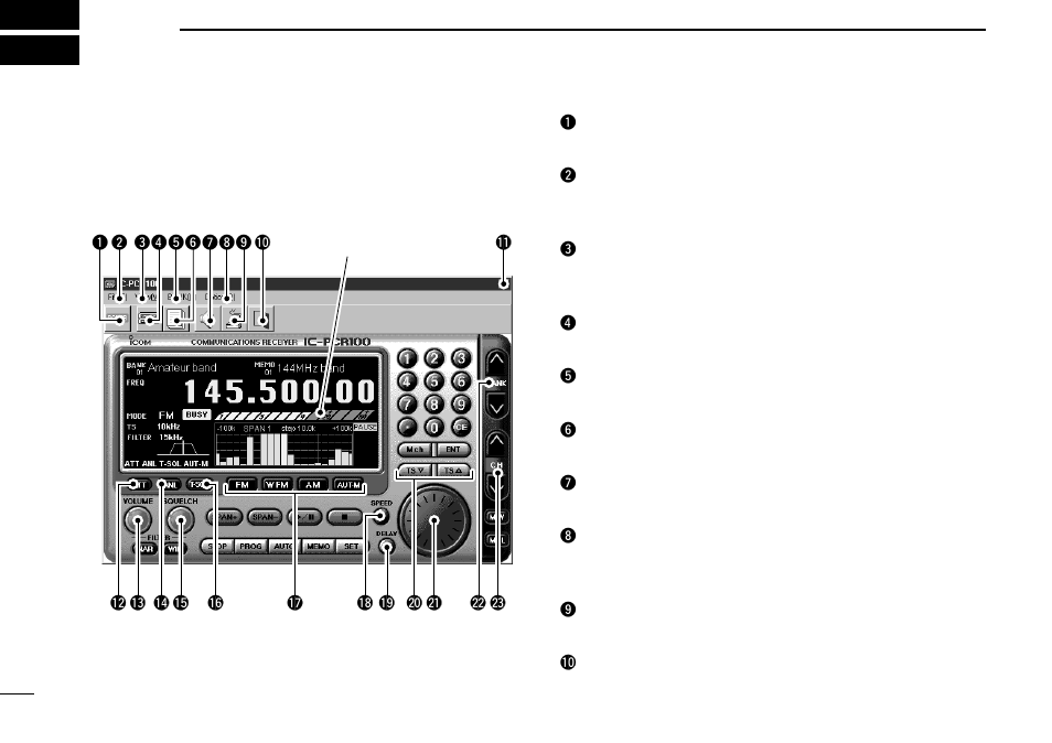 Panel description, Multi-function receiver screen | Icom COMMUNICATION RECEIVER IC PCR100 User Manual | Page 10 / 44