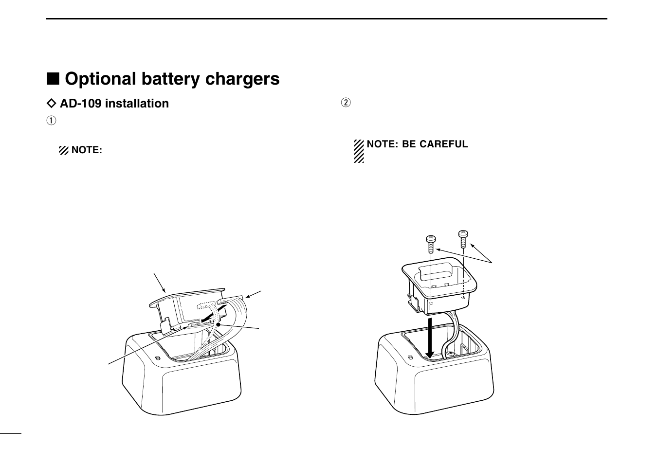 Optional battery chargers | Icom IGM1600 User Manual | Page 24 / 32